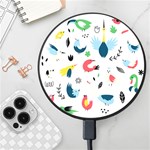 Vector Set Isolates With Cute Birds Scandinavian Style Wireless Fast Charger(Black)