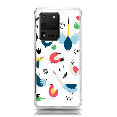 Vector Set Isolates With Cute Birds Scandinavian Style Samsung Galaxy S20 Ultra 6.9 Inch TPU UV Case from ArtsNow.com Front
