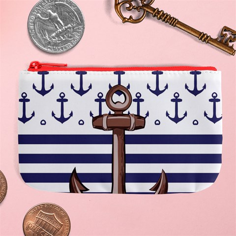 Anchor Background Design Large Coin Purse from ArtsNow.com Front