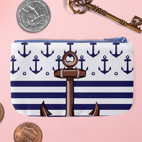 Anchor Background Design Large Coin Purse from ArtsNow.com Back
