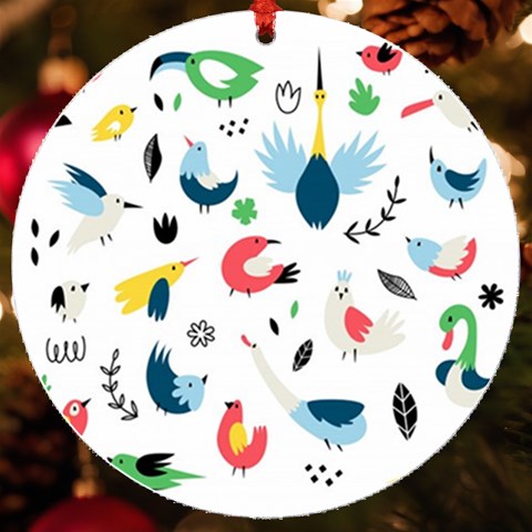 Vector Set Isolates With Cute Birds Scandinavian Style UV Print Acrylic Ornament Round from ArtsNow.com Front