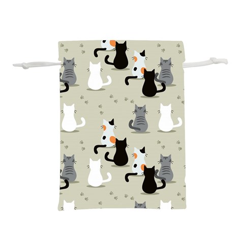 Cute Cat Seamless Pattern Lightweight Drawstring Pouch (M) from ArtsNow.com Front