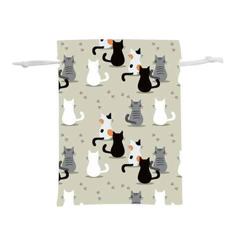 Cute Cat Seamless Pattern Lightweight Drawstring Pouch (L) from ArtsNow.com Front