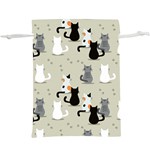 Cute Cat Seamless Pattern Lightweight Drawstring Pouch (XL)