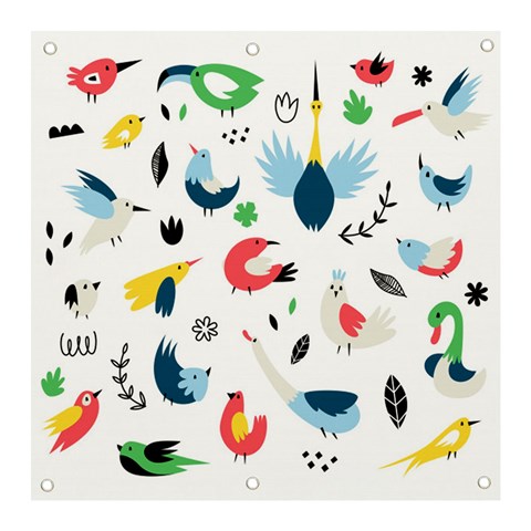 Vector Set Isolates With Cute Birds Scandinavian Style Banner and Sign 3  x 3  from ArtsNow.com Front