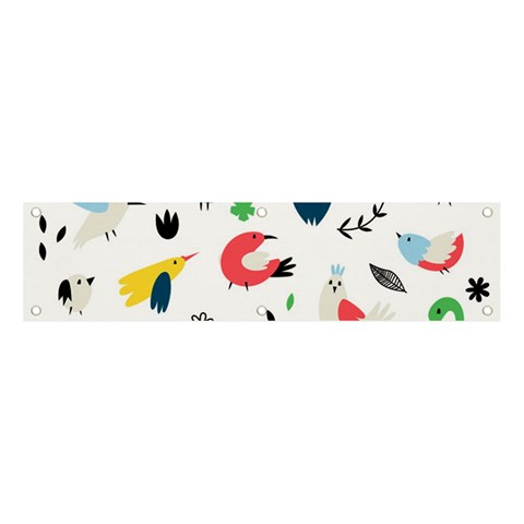 Vector Set Isolates With Cute Birds Scandinavian Style Banner and Sign 4  x 1  from ArtsNow.com Front