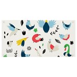 Vector Set Isolates With Cute Birds Scandinavian Style Banner and Sign 4  x 2 