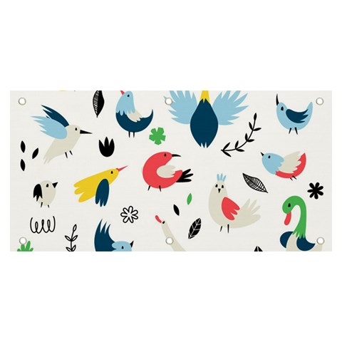 Vector Set Isolates With Cute Birds Scandinavian Style Banner and Sign 6  x 3  from ArtsNow.com Front