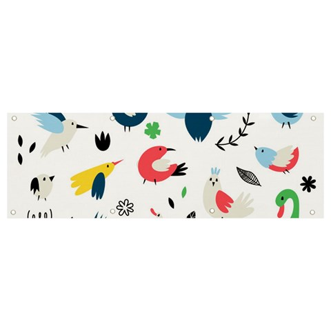 Vector Set Isolates With Cute Birds Scandinavian Style Banner and Sign 9  x 3  from ArtsNow.com Front