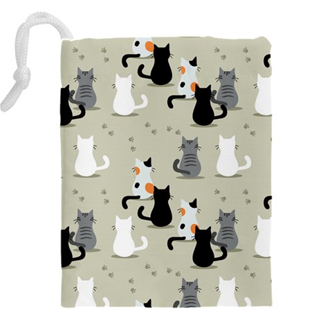 Cute Cat Seamless Pattern Drawstring Pouch (4XL) from ArtsNow.com Back