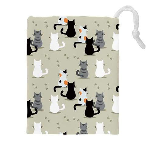 Cute Cat Seamless Pattern Drawstring Pouch (5XL) from ArtsNow.com Front