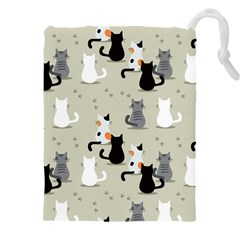 Cute Cat Seamless Pattern Drawstring Pouch (5XL) from ArtsNow.com Front