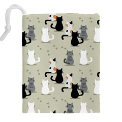 Cute Cat Seamless Pattern Drawstring Pouch (5XL) from ArtsNow.com Back