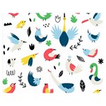 Vector Set Isolates With Cute Birds Scandinavian Style Premium Plush Fleece Blanket (Medium)