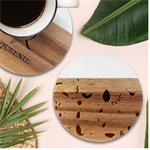 Vector Set Isolates With Cute Birds Scandinavian Style Marble Wood Coaster (Round)