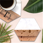 Vector Set Isolates With Cute Birds Scandinavian Style Marble Wood Coaster (Hexagon) 