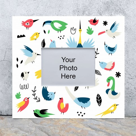 Vector Set Isolates With Cute Birds Scandinavian Style White Wall Photo Frame 5  x 7  from ArtsNow.com Front