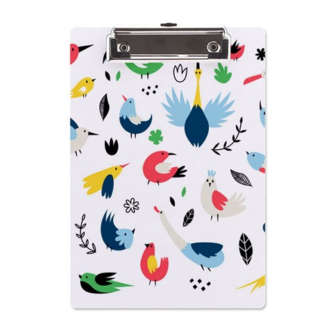 Vector Set Isolates With Cute Birds Scandinavian Style A5 Acrylic Clipboard from ArtsNow.com Front