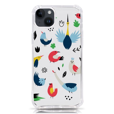 Vector Set Isolates With Cute Birds Scandinavian Style iPhone 14 Plus TPU UV Print Case from ArtsNow.com Front