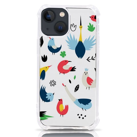 Vector Set Isolates With Cute Birds Scandinavian Style iPhone 13 mini TPU UV Print Case from ArtsNow.com Front