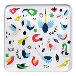 Vector Set Isolates With Cute Birds Scandinavian Style Square Glass Fridge Magnet (4 pack)