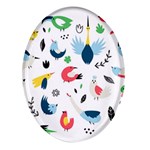Vector Set Isolates With Cute Birds Scandinavian Style Oval Glass Fridge Magnet (4 pack)