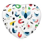 Vector Set Isolates With Cute Birds Scandinavian Style Heart Glass Fridge Magnet (4 pack)