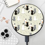 Cute Cat Seamless Pattern Wireless Fast Charger(Black)