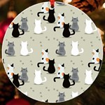 Cute Cat Seamless Pattern UV Print Acrylic Ornament Round