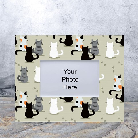 Cute Cat Seamless Pattern White Tabletop Photo Frame 4 x6  from ArtsNow.com Front