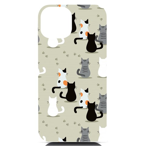 Cute Cat Seamless Pattern iPhone 14 Black UV Print Case from ArtsNow.com Front