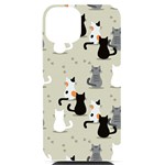 Cute Cat Seamless Pattern iPhone 14 Black UV Print Case