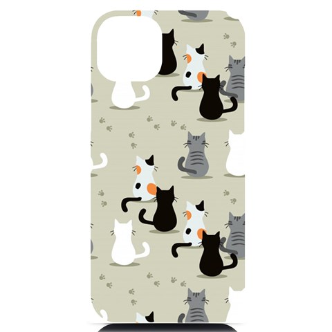 Cute Cat Seamless Pattern iPhone 14 Plus Black UV Print Case from ArtsNow.com Front