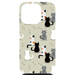 Cute Cat Seamless Pattern iPhone 14 Pro Black UV Print Case