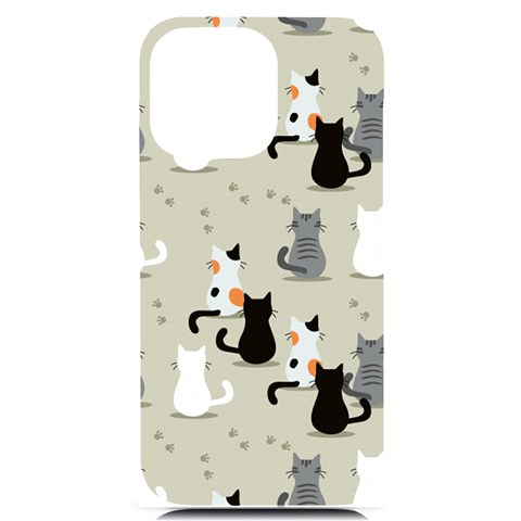 Cute Cat Seamless Pattern iPhone 14 Pro Max Black UV Print Case from ArtsNow.com Front
