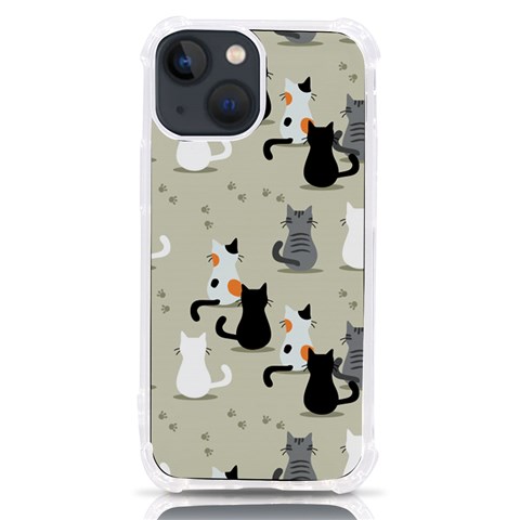 Cute Cat Seamless Pattern iPhone 13 mini TPU UV Print Case from ArtsNow.com Front