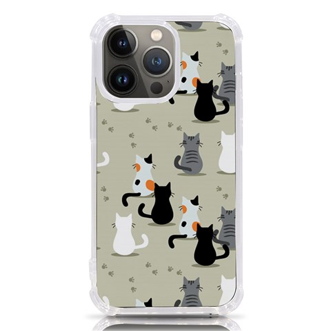 Cute Cat Seamless Pattern iPhone 13 Pro TPU UV Print Case from ArtsNow.com Front