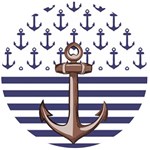 Anchor Background Design Wooden Bottle Opener (Round)