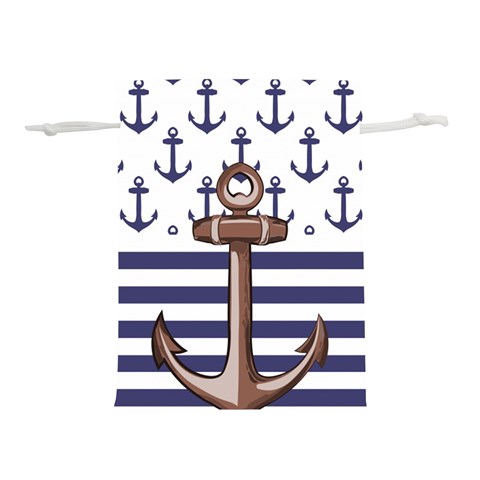 Anchor Background Design Lightweight Drawstring Pouch (M) from ArtsNow.com Front