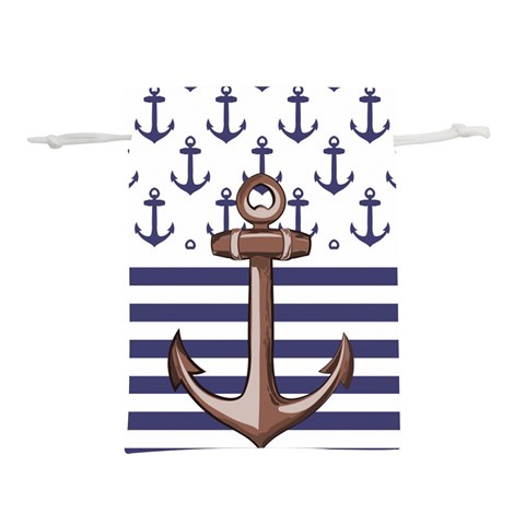 Anchor Background Design Lightweight Drawstring Pouch (L) from ArtsNow.com Front