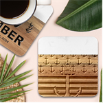 Anchor Background Design Marble Wood Coaster (Square)