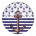 Anchor Background Design Round Glass Fridge Magnet (4 pack)