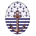 Anchor Background Design Oval Glass Fridge Magnet (4 pack)