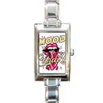 Music Hip Hop Text Black White 3d Rectangle Italian Charm Watch