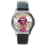 Music Hip Hop Text Black White 3d Round Metal Watch