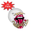 Music Hip Hop Text Black White 3d 1.75  Buttons (10 pack)