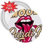 Music Hip Hop Text Black White 3d 3  Buttons (100 pack) 
