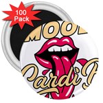 Music Hip Hop Text Black White 3d 3  Magnets (100 pack)