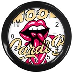 Music Hip Hop Text Black White 3d Wall Clock (Black)