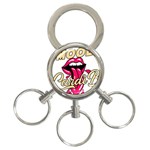 Music Hip Hop Text Black White 3d 3-Ring Key Chain